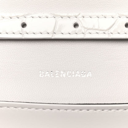 Balenciaga Shiny Calfskin Crocodile Embossed Small B Bag White 7 of 10