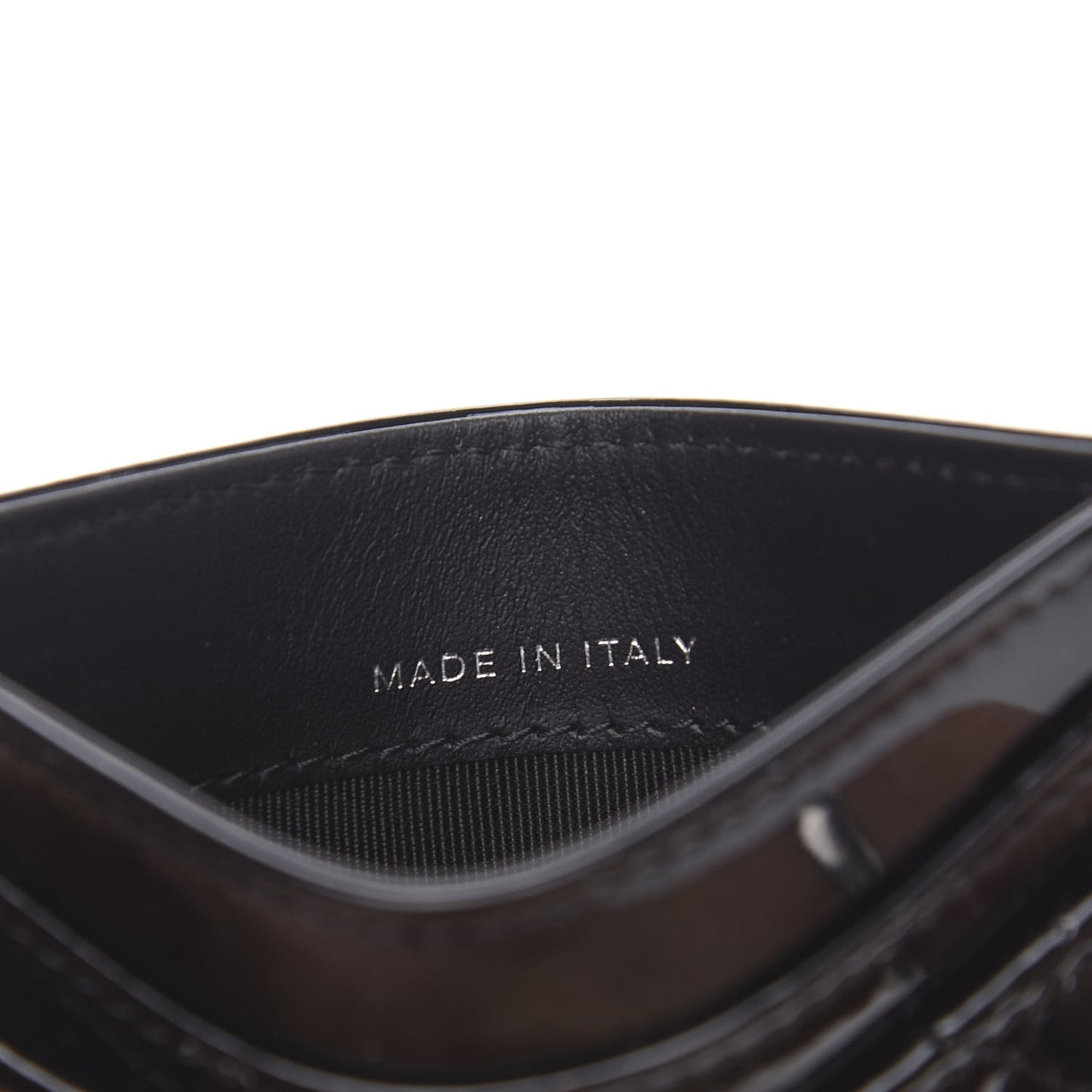 Patent Calfskin Quilted Card Holder Black