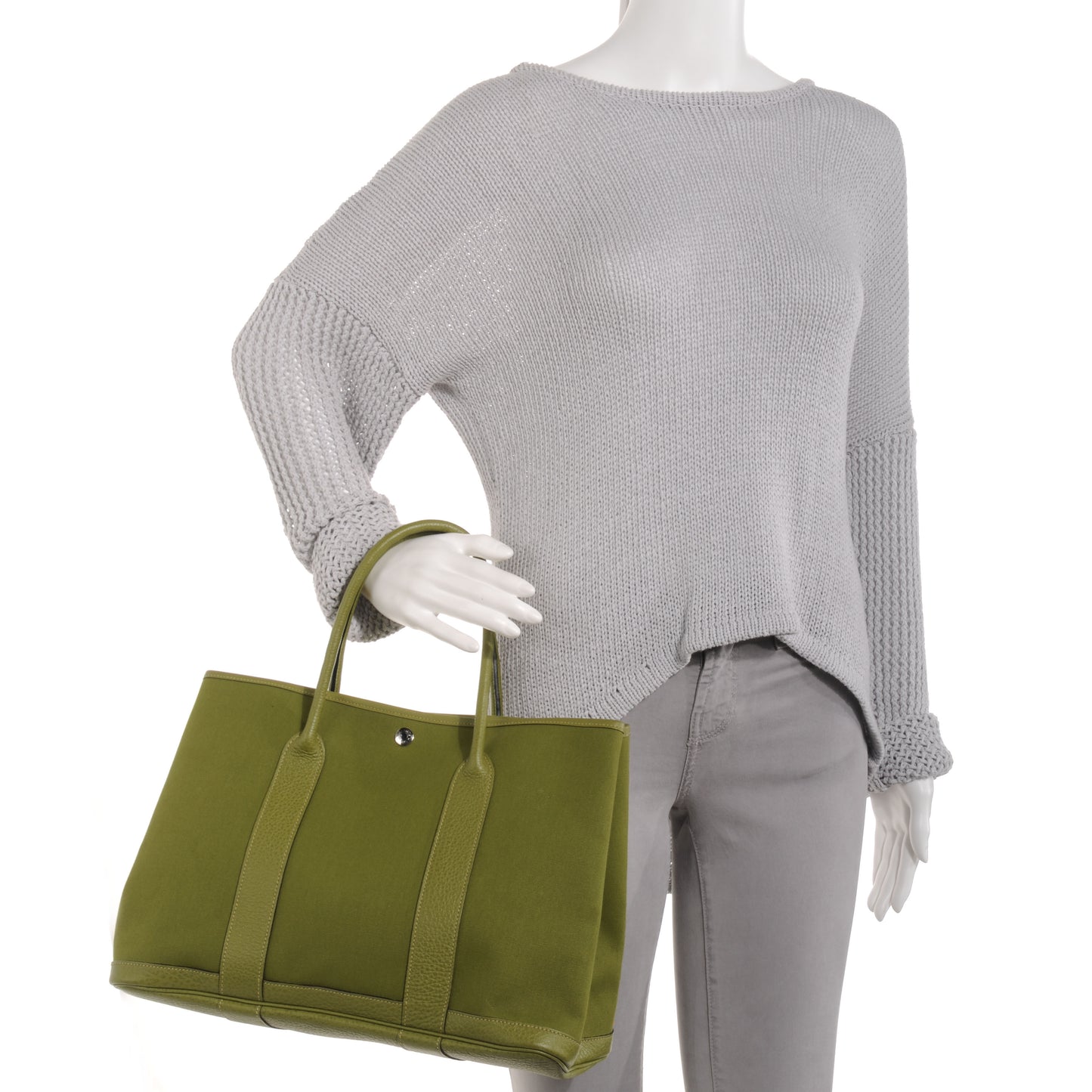Toile Leather Garden Party MM Tote Vert Anis Green
