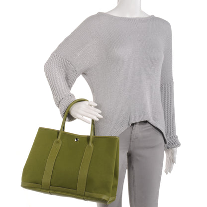 Hermes Toile Leather Garden Party MM Tote Vert Anis Green 2 of 6