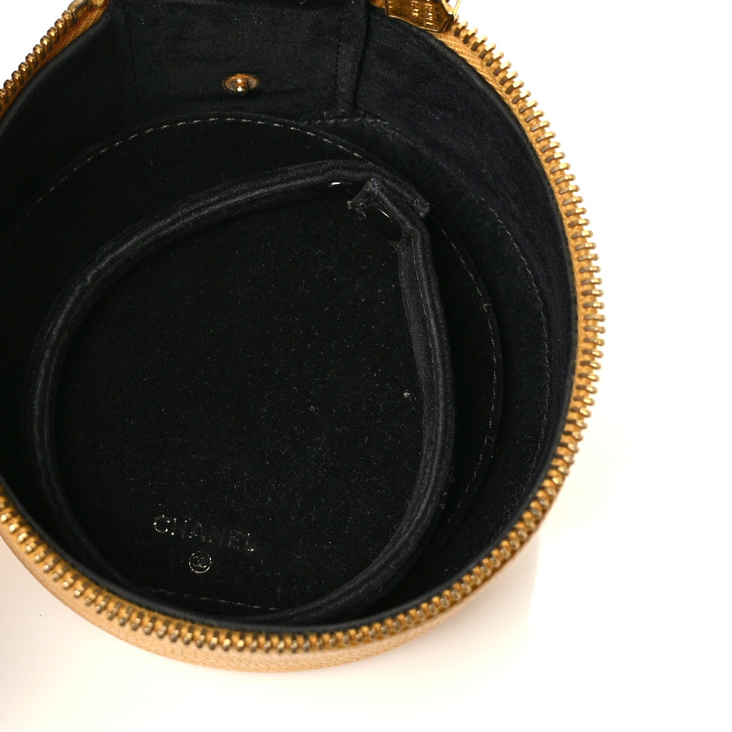 Chanel Caviar Round Jewelry Travel Case Yellow 5 of 6