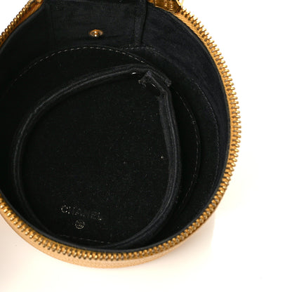 Chanel Caviar Round Jewelry Travel Case Yellow 5 of 6