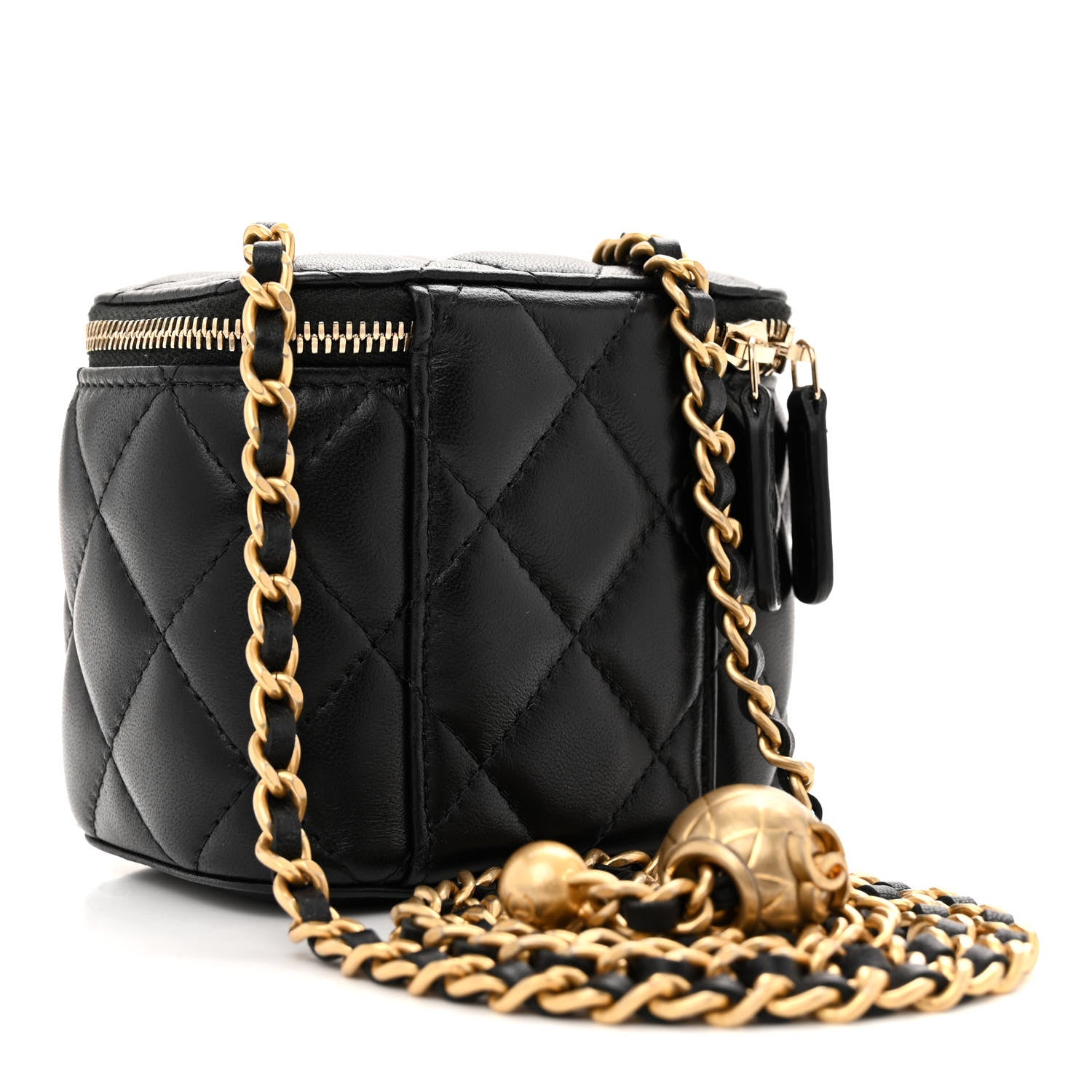 Chanel Lambskin Quilted Mini Pearl Crush Vanity Case With Chain Black 3 of 10