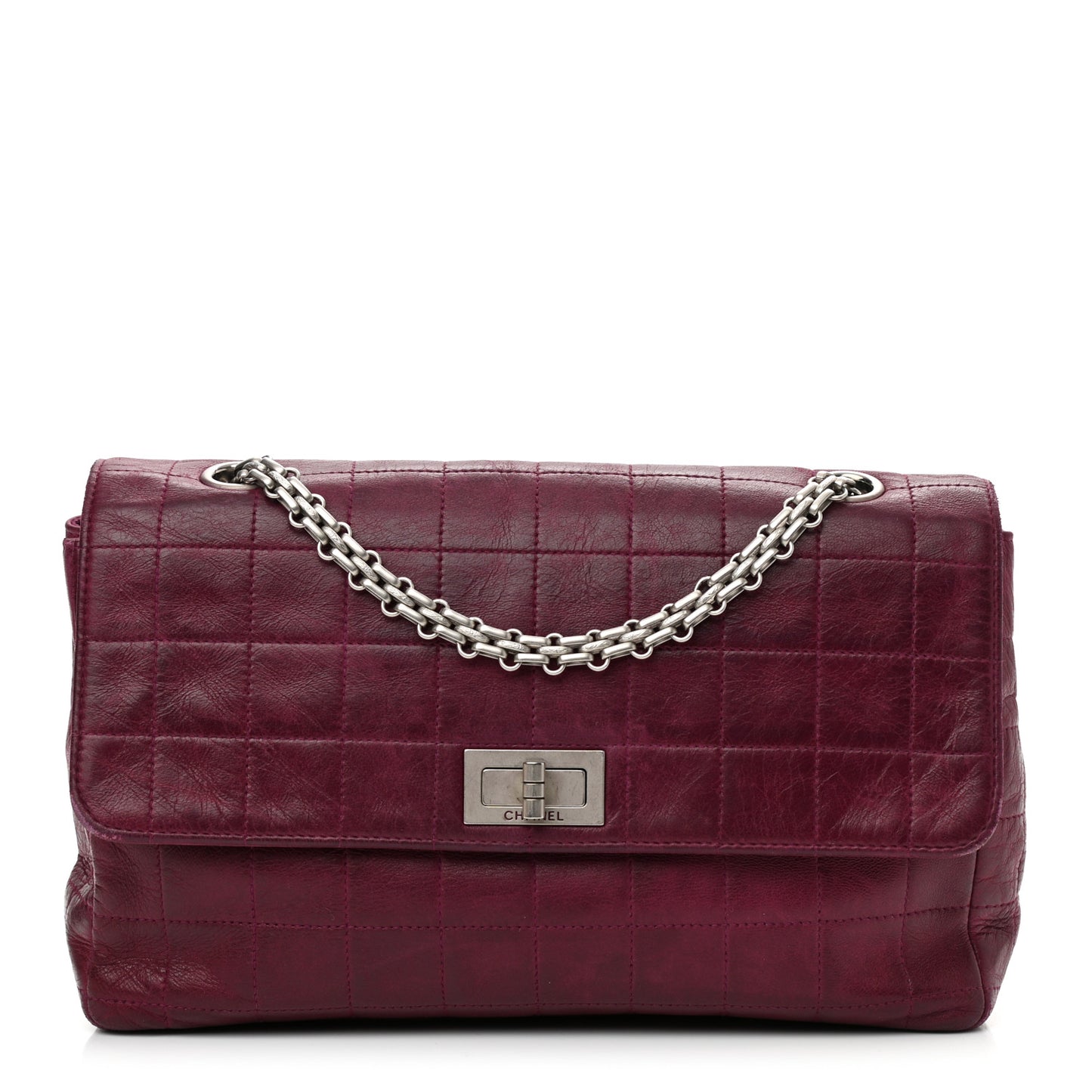 Lambskin Chocolate Bar Mademoiselle Flap Purple