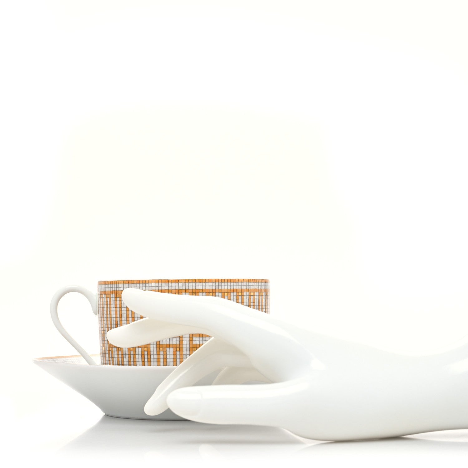 Hermes Porcelain Mosaique Au 24 Gold Breakfast Cup and Saucer 2 of 11