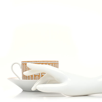 Hermes Porcelain Mosaique Au 24 Gold Breakfast Cup and Saucer 2 of 11
