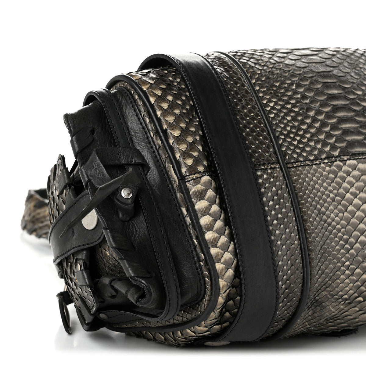 Snakeskin Calfskin Silverado Shoulder Bag Grey
