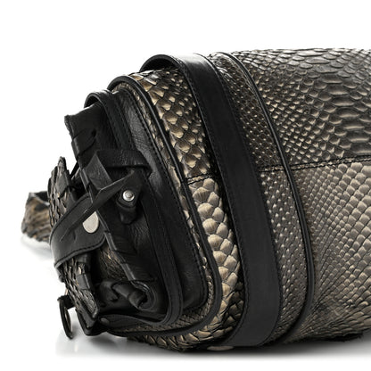 Chloe Snakeskin Calfskin Silverado Shoulder Bag Grey 9 of 10