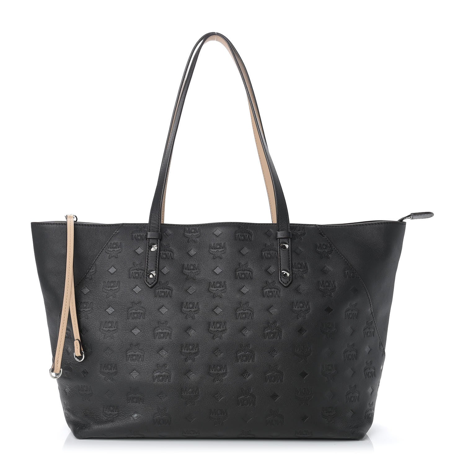 MCM Calfskin Ottomar Monogram Medium Klara Shopper Tote Black 1 of 13