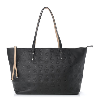 MCM Calfskin Ottomar Monogram Medium Klara Shopper Tote Black 1 of 13