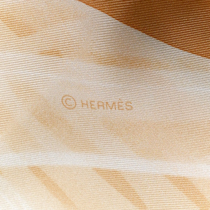 Hermes Silk Please Check In Scarf 90 Jaune D'Or Camel 4 of 5