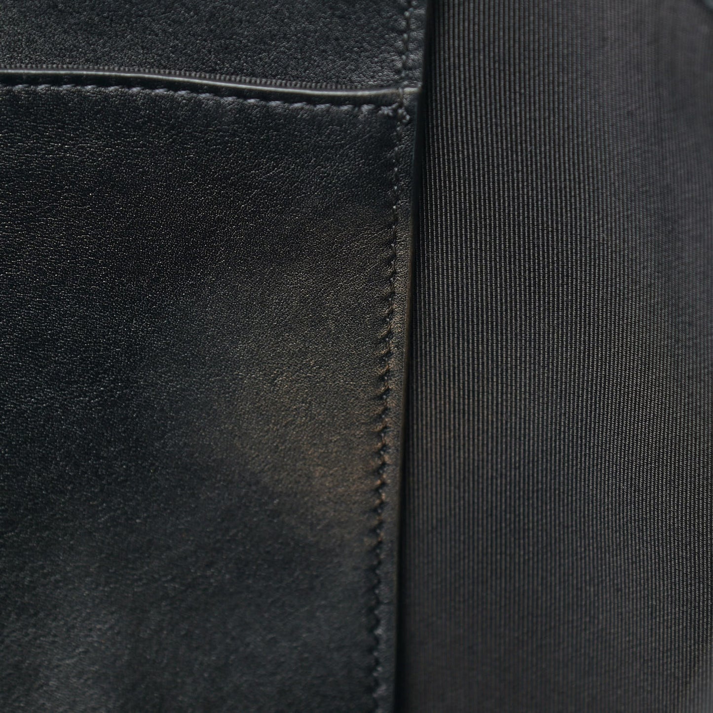 Calfskin Stitched Shopping Tote Black