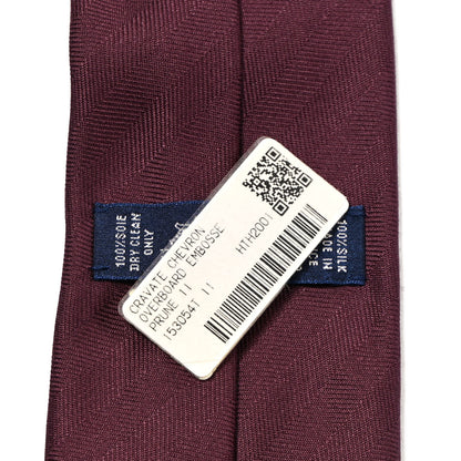 Hermes Silk Chevron Embossed Mens Overboard Neck Tie Prune 3 of 6