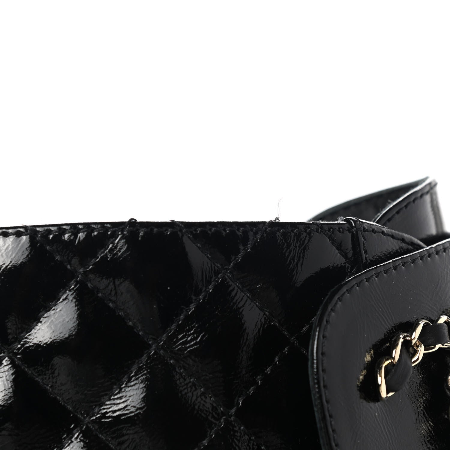 Chanel Shiny Calfskin Quilted Lace Up Combat Boots 37.5 Black 5 of 9