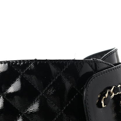 Chanel Shiny Calfskin Quilted Lace Up Combat Boots 37.5 Black 5 of 9