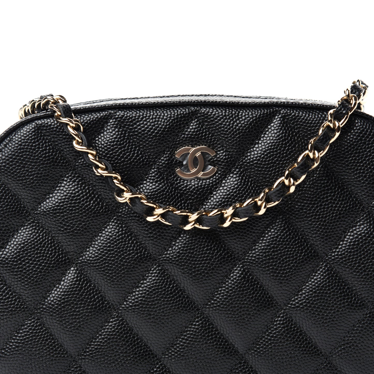 Caviar Quilted Vanity With Chain Black