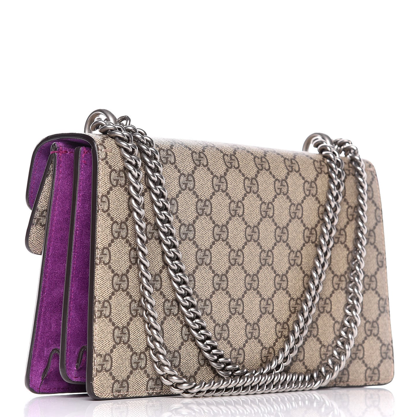 GG Supreme Monogram Embroidered Small Dionysus Shoulder Bag Purple