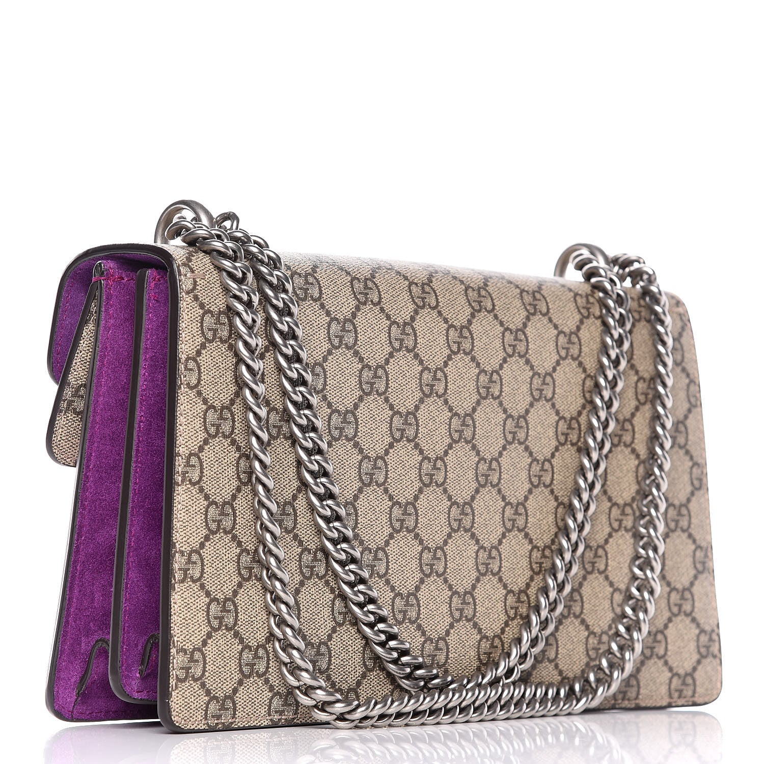 Gucci GG Supreme Monogram Embroidered Small Dionysus Shoulder Bag Purple 3 of 10