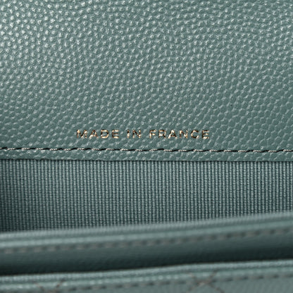 Chanel Caviar Quilted Flap Card Holder Wallet Dark Green 7 of 9