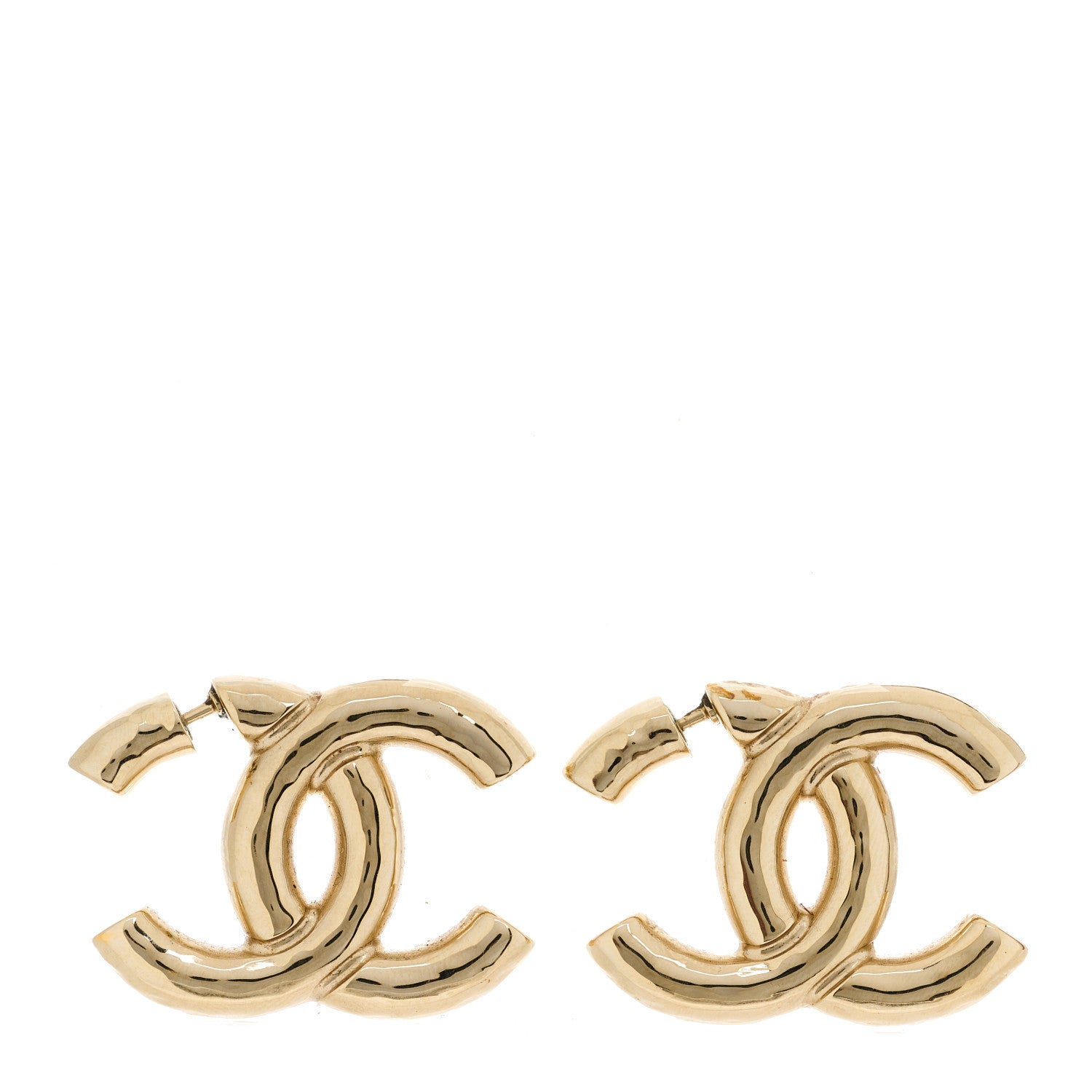 Chanel Metal Large CC Earrings Light Gold 1 of 5