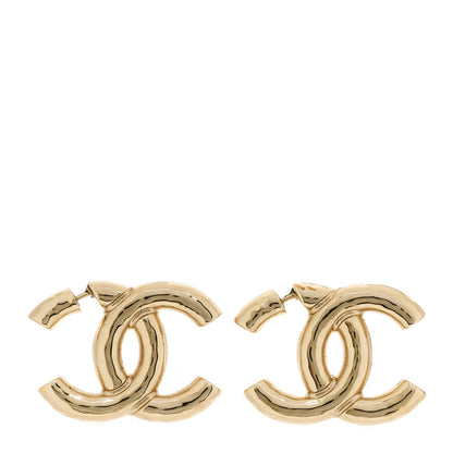 Chanel Metal Large CC Earrings Light Gold 1 of 5