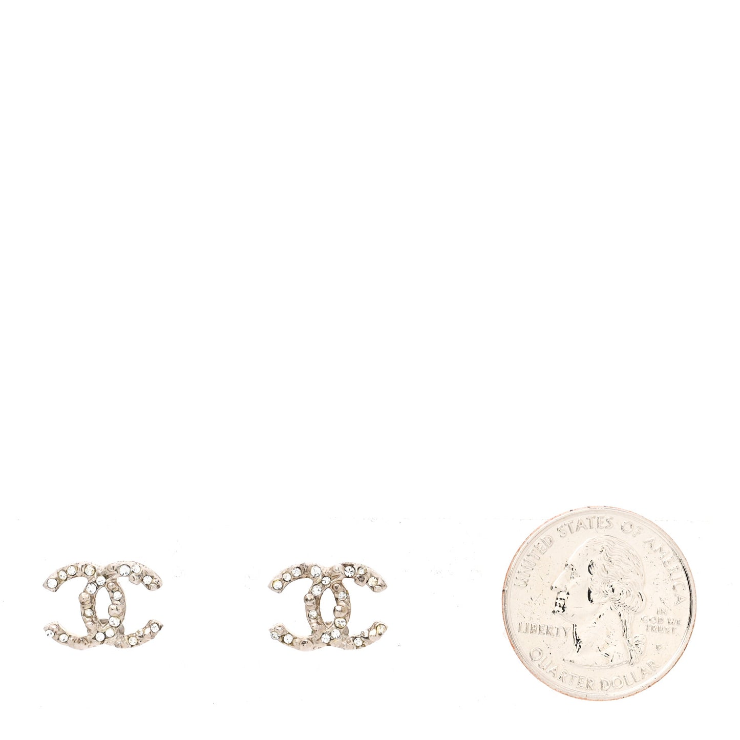 Metal Crystal CC Earrings Silver