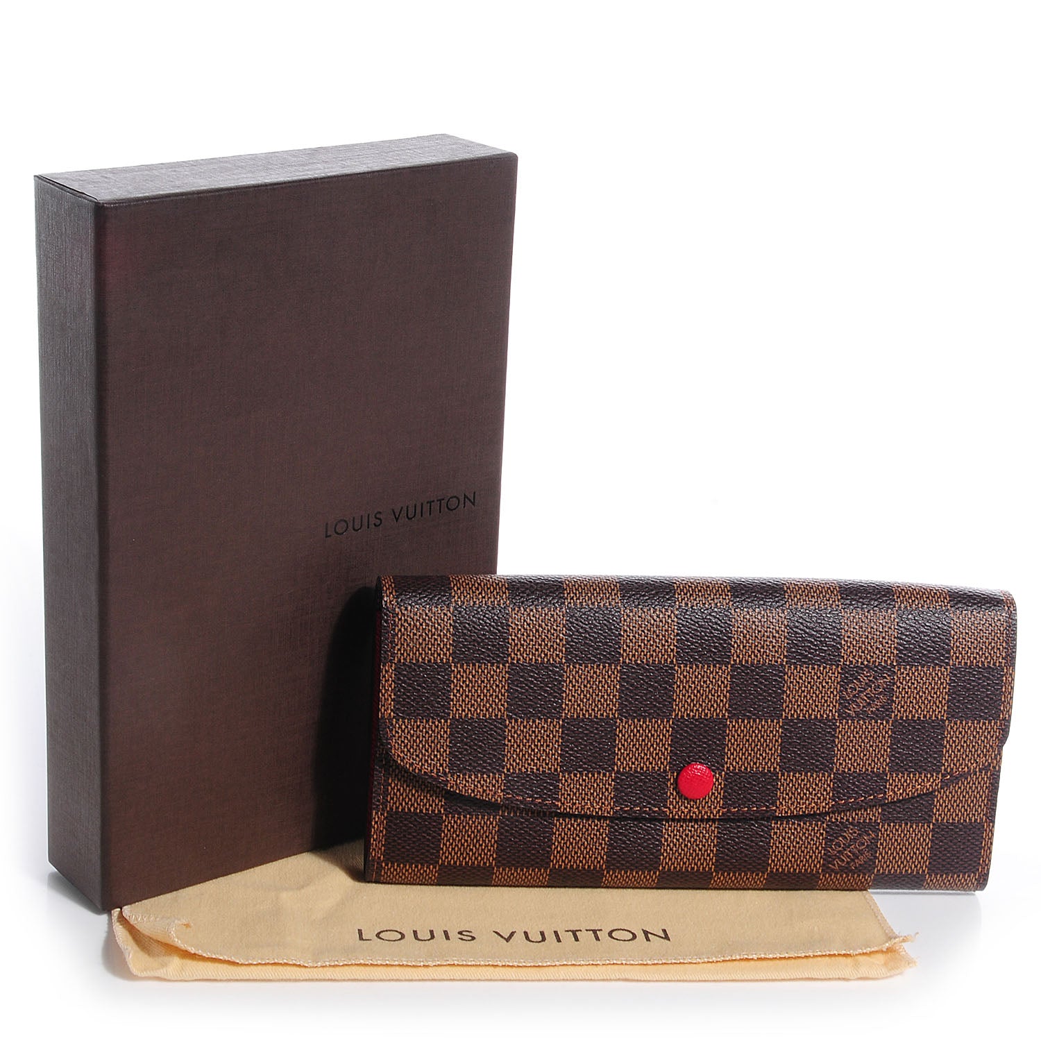 Louis Vuitton Damier Ebene Emilie Wallet Red 8 of 8