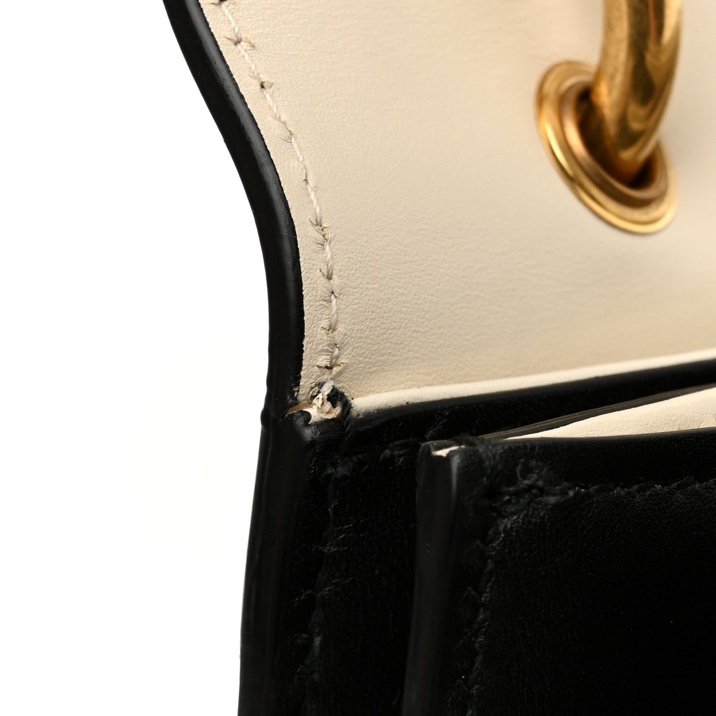 Calfskin Sylvie Web Small Queen Margaret Top Handle Bag Black White