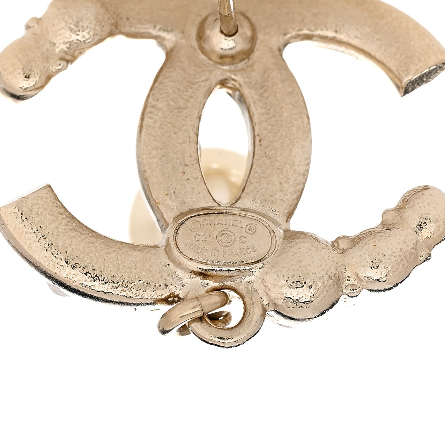 Chanel Crystal Pearl CC Drop Earrings Gold Pearly White 4 of 5
