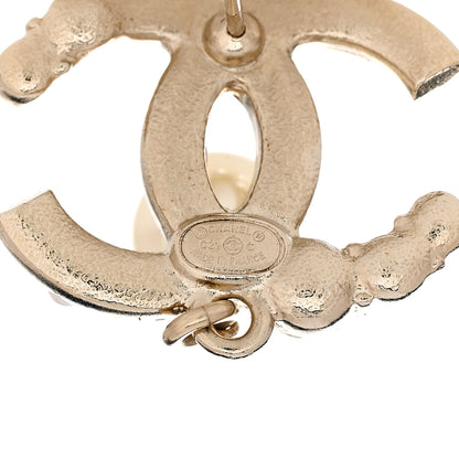 Chanel Crystal Pearl CC Drop Earrings Gold Pearly White 4 of 5