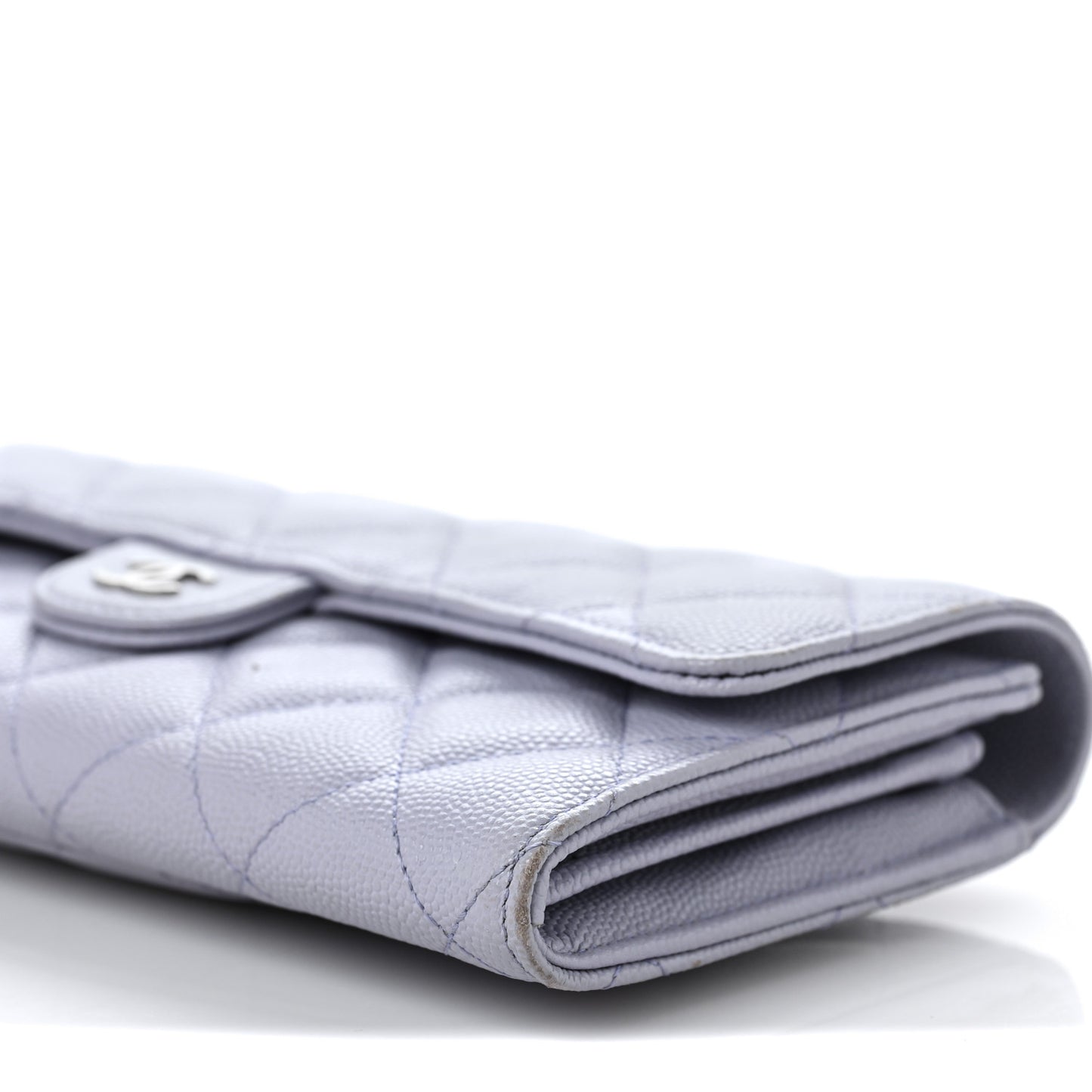 Caviar Quilted Large Flap Wallet Light Purple