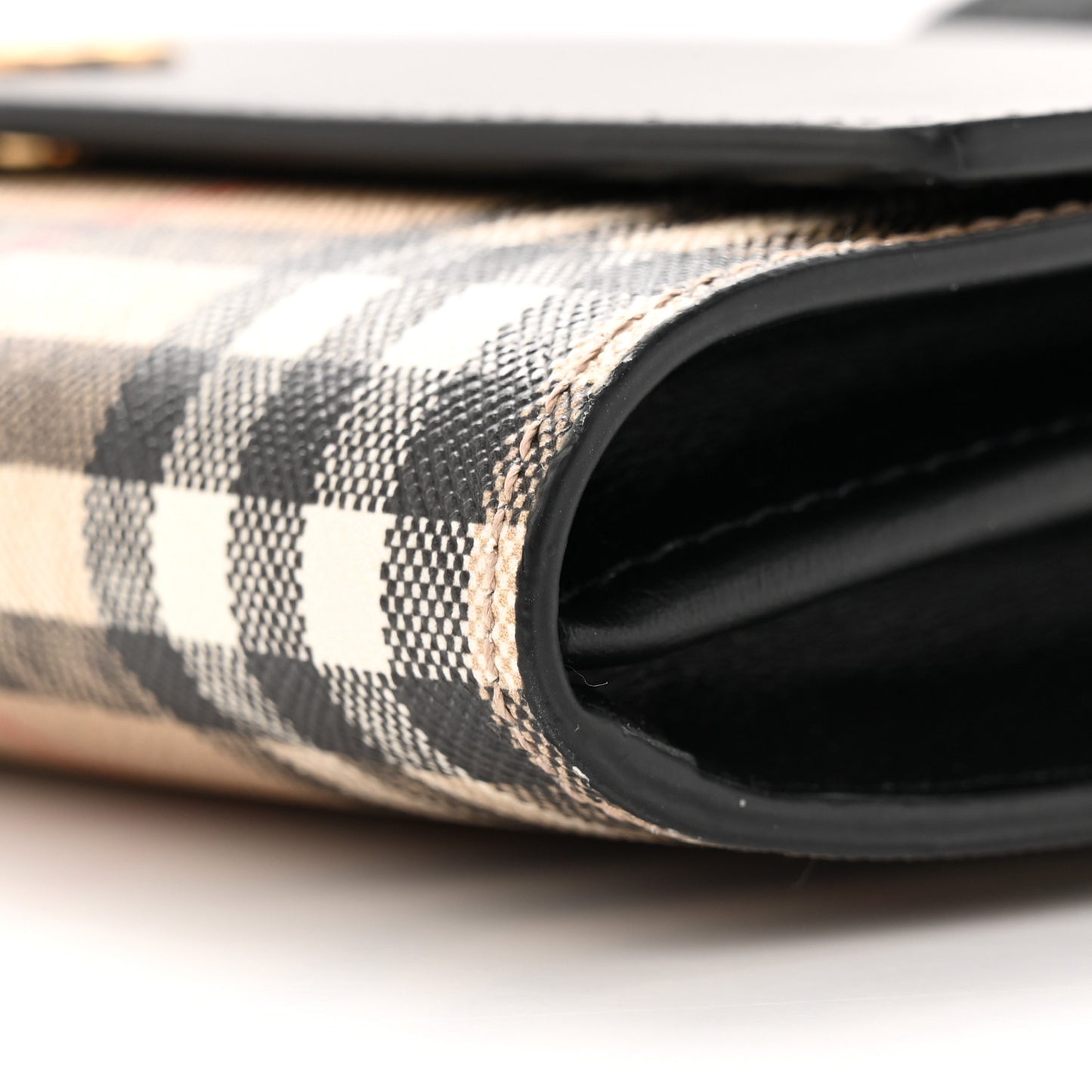 Calfskin Vintage Check Hannah Wallet with Detachable Strap Black