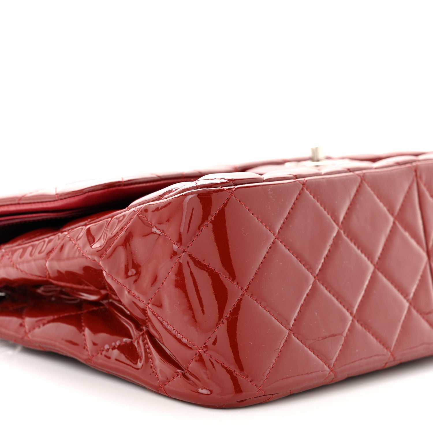 Chanel Patent Calfskin Quilted Jumbo Double Flap Red 9 of 14