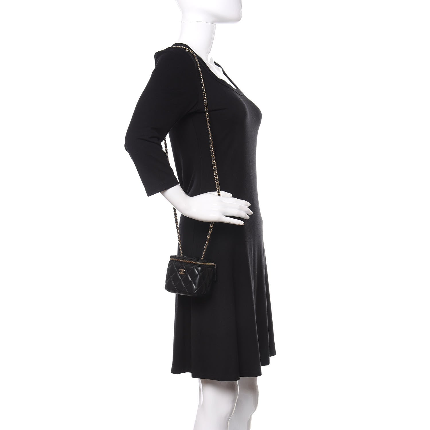 Chanel Lambskin Quilted Mini Vanity Case With Chain Black 2 of 10