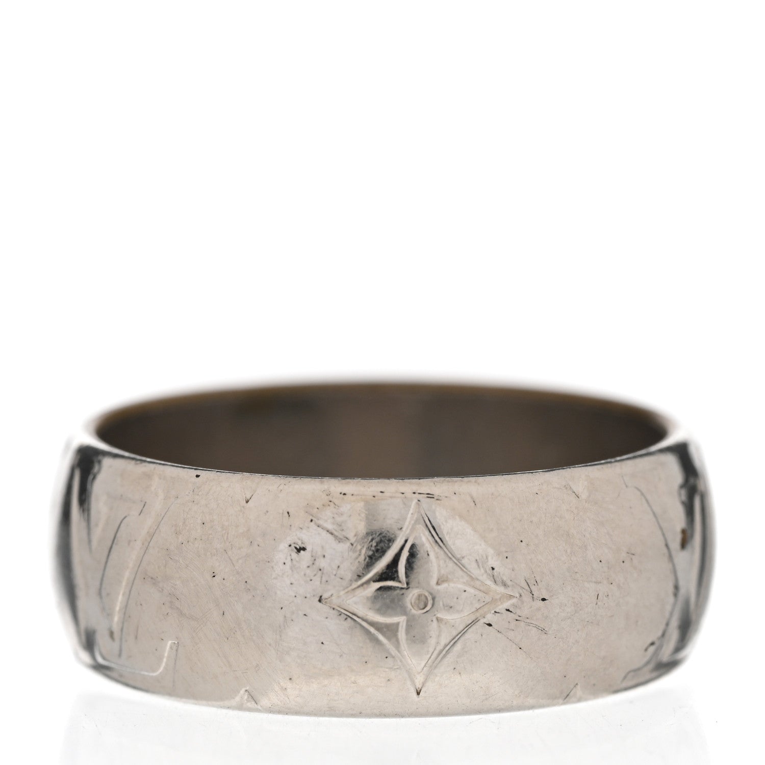 Louis Vuitton Zamac Palladium Monogram Ring M 60 9 Silver 3 of 6