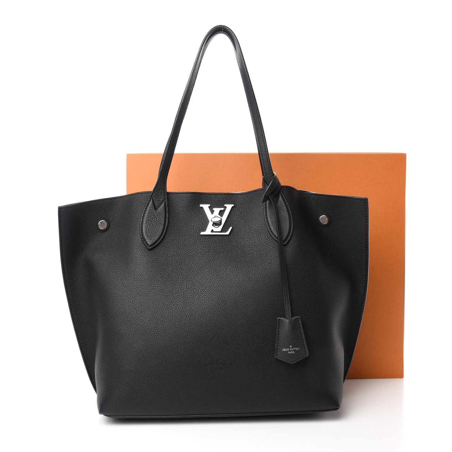 Calfskin Lockme Go Tote Black
