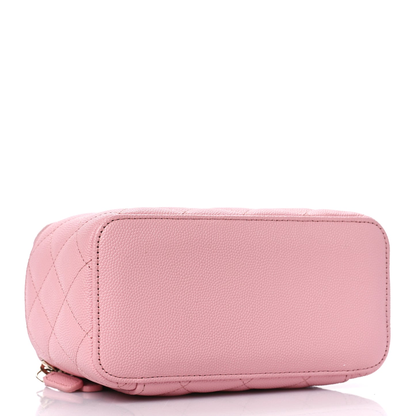 Caviar Quilted Small Vanity Case With Chain Pink