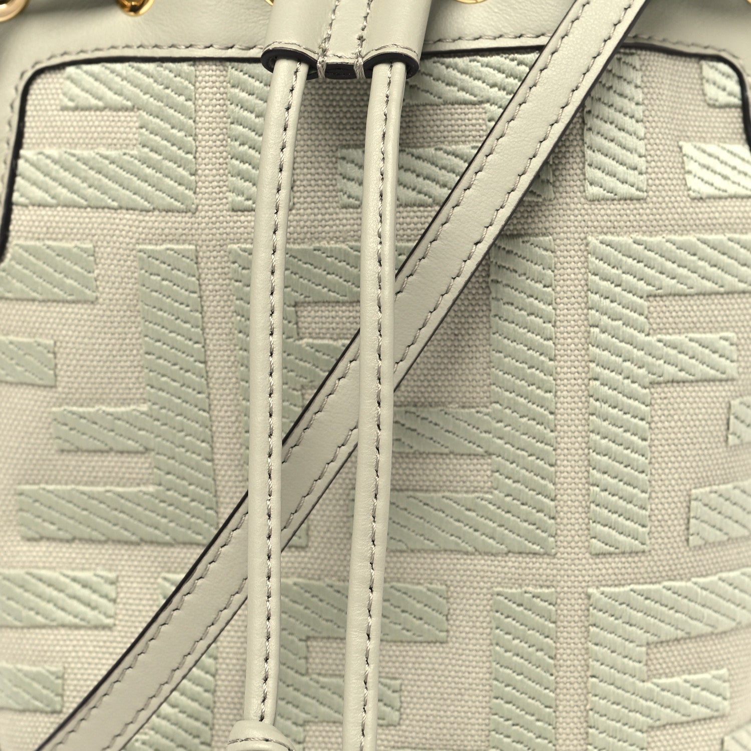 Fendi Canvas Vitello Grace F is Fendi FF Embroidered Mini Mon Tresor Bucket Bag Green Tea 8 of 10