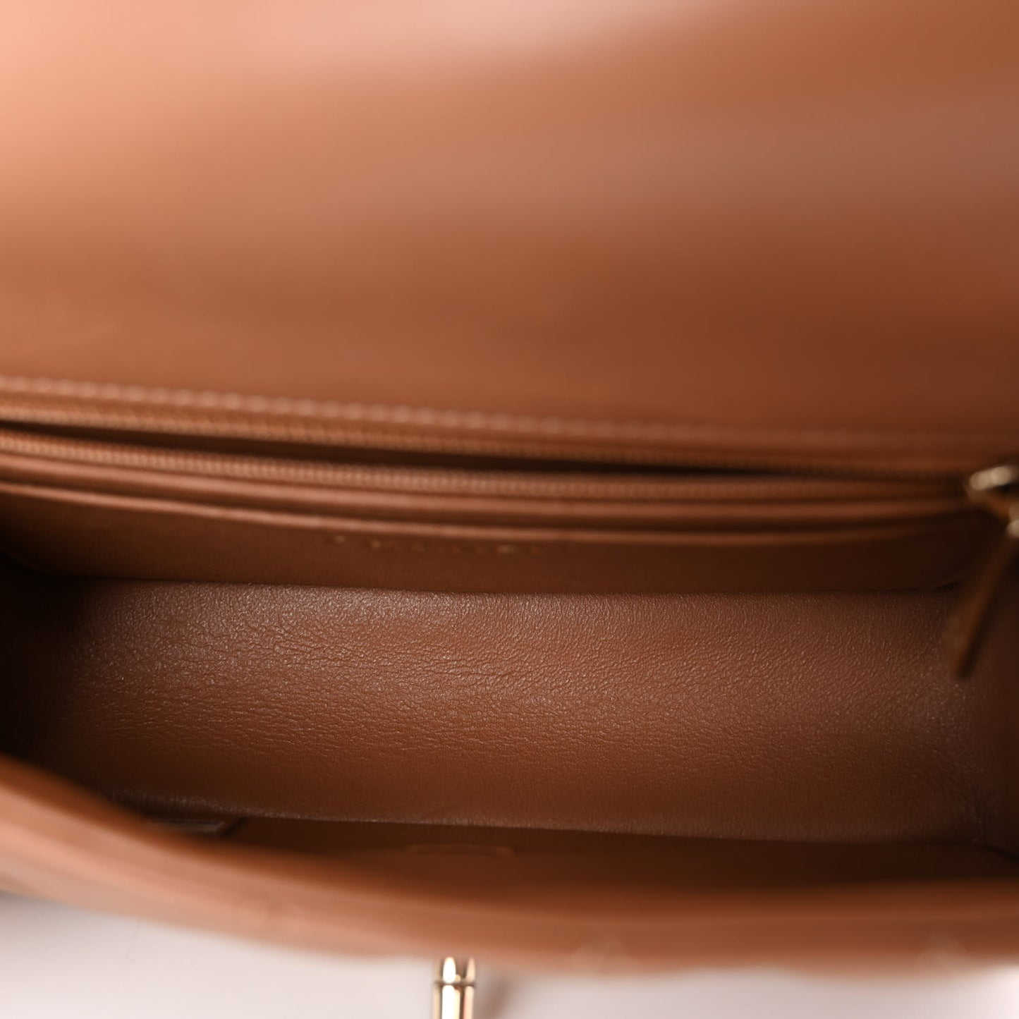 Lambskin Quilted Mini Rectangular Flap Brown