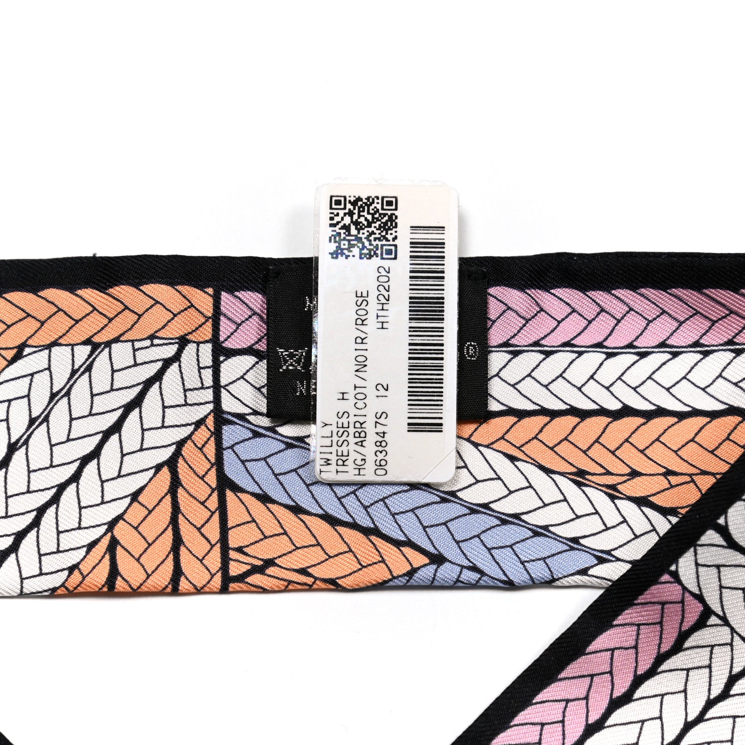 Hermes Silk Tresses H Twilly Abricot Black Rose 5 of 5
