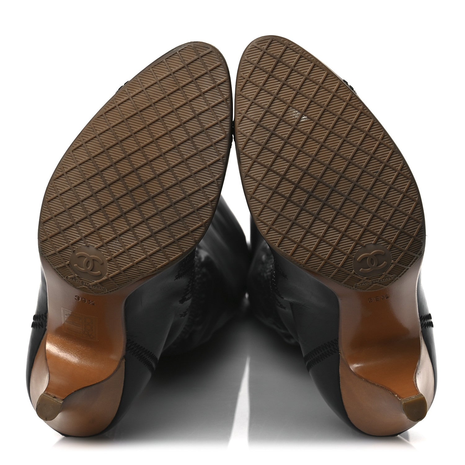 Chanel Calfskin Gathered Stitched High Boots 39.5 Black 7 of 12