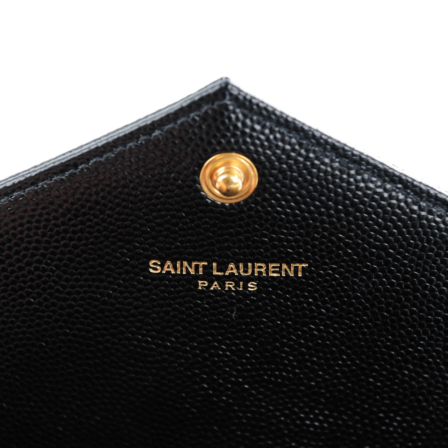 Saint Laurent Grain De Poudre Matelasse Chevron Small Monogram Chain Wallet Black 6 of 8