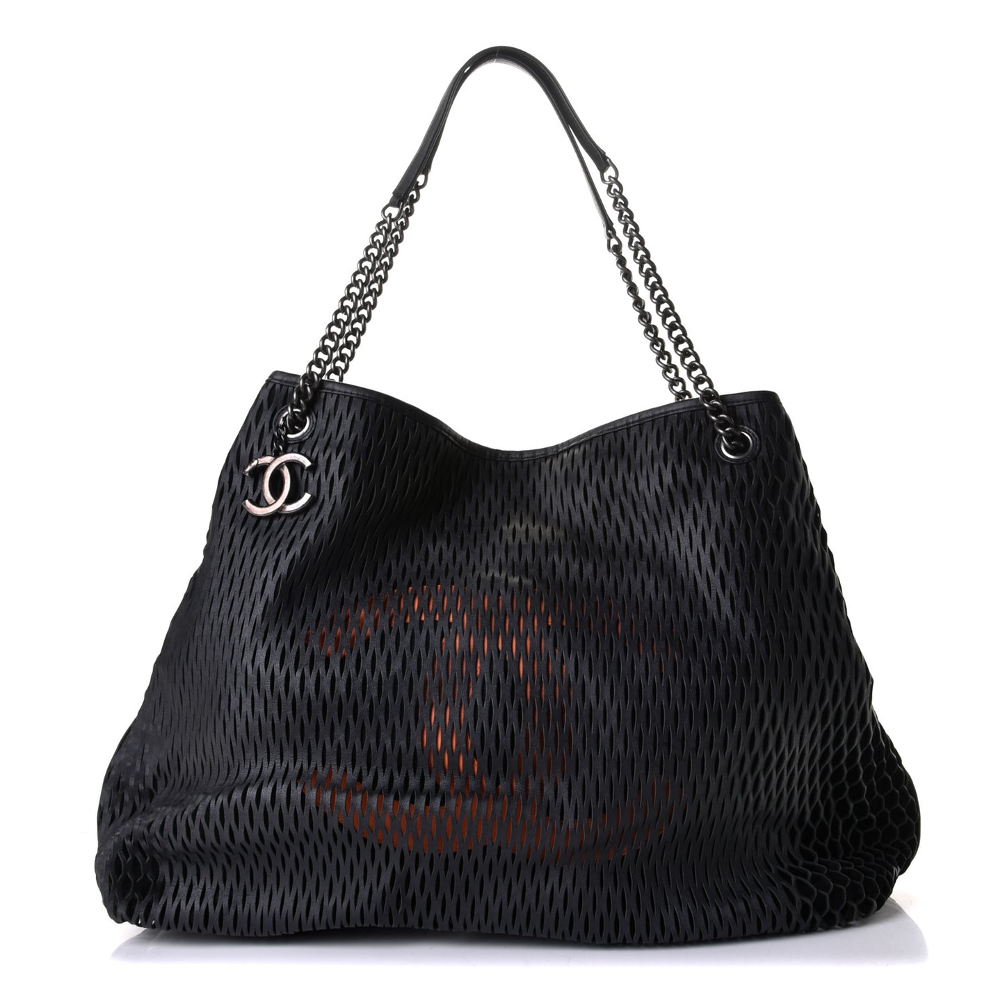 Calfskin Laser Cut Perforated CC Tote Black
