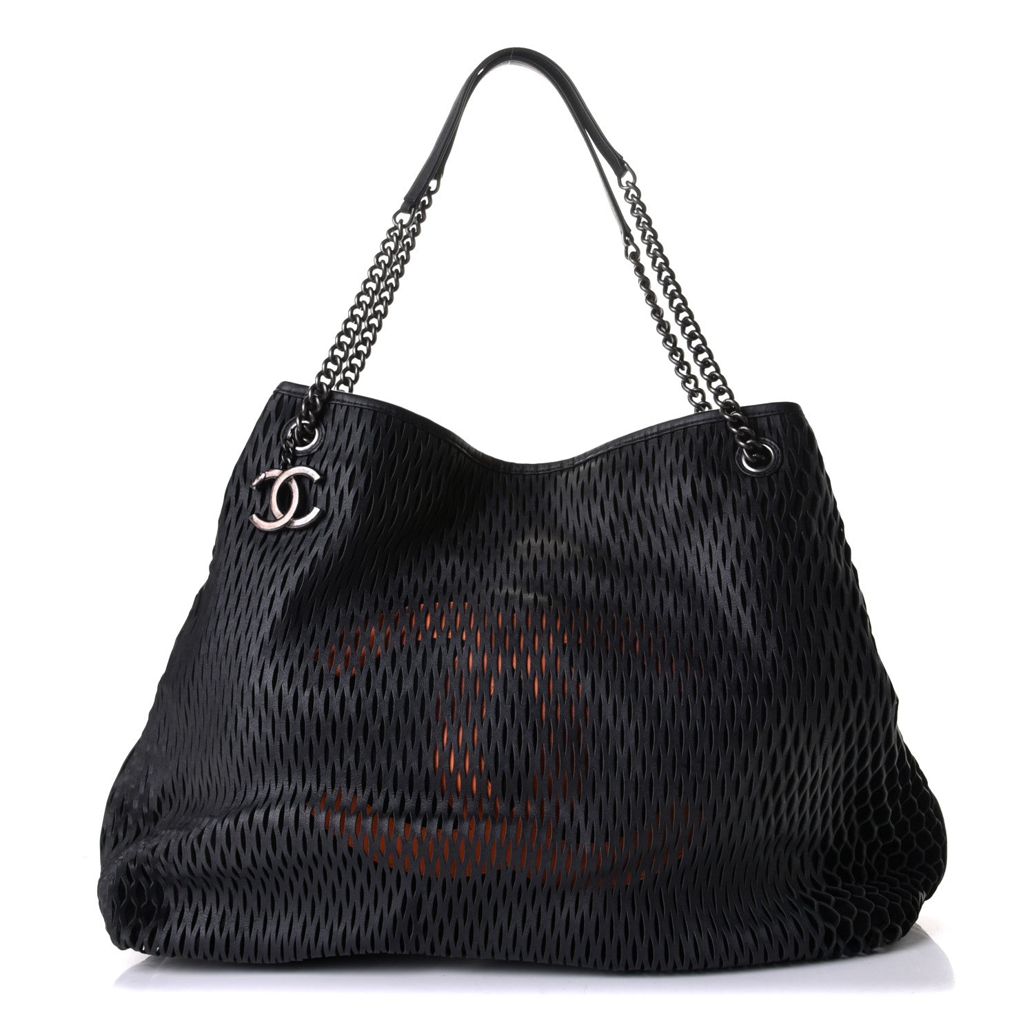 Chanel Calfskin Laser Cut Perforated CC Tote Black 1 of 6