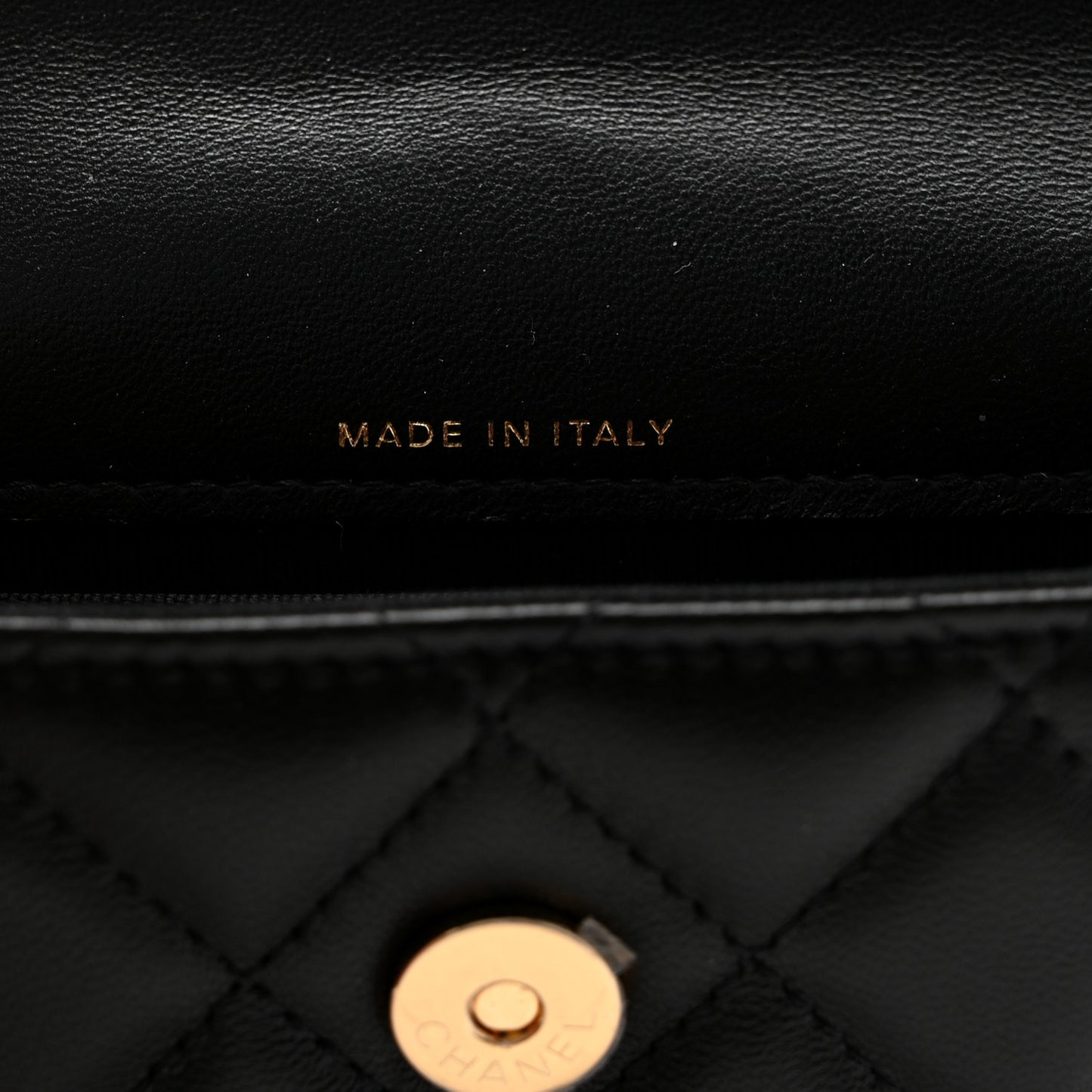 Lambskin Quilted CC Hook Card Holder Black
