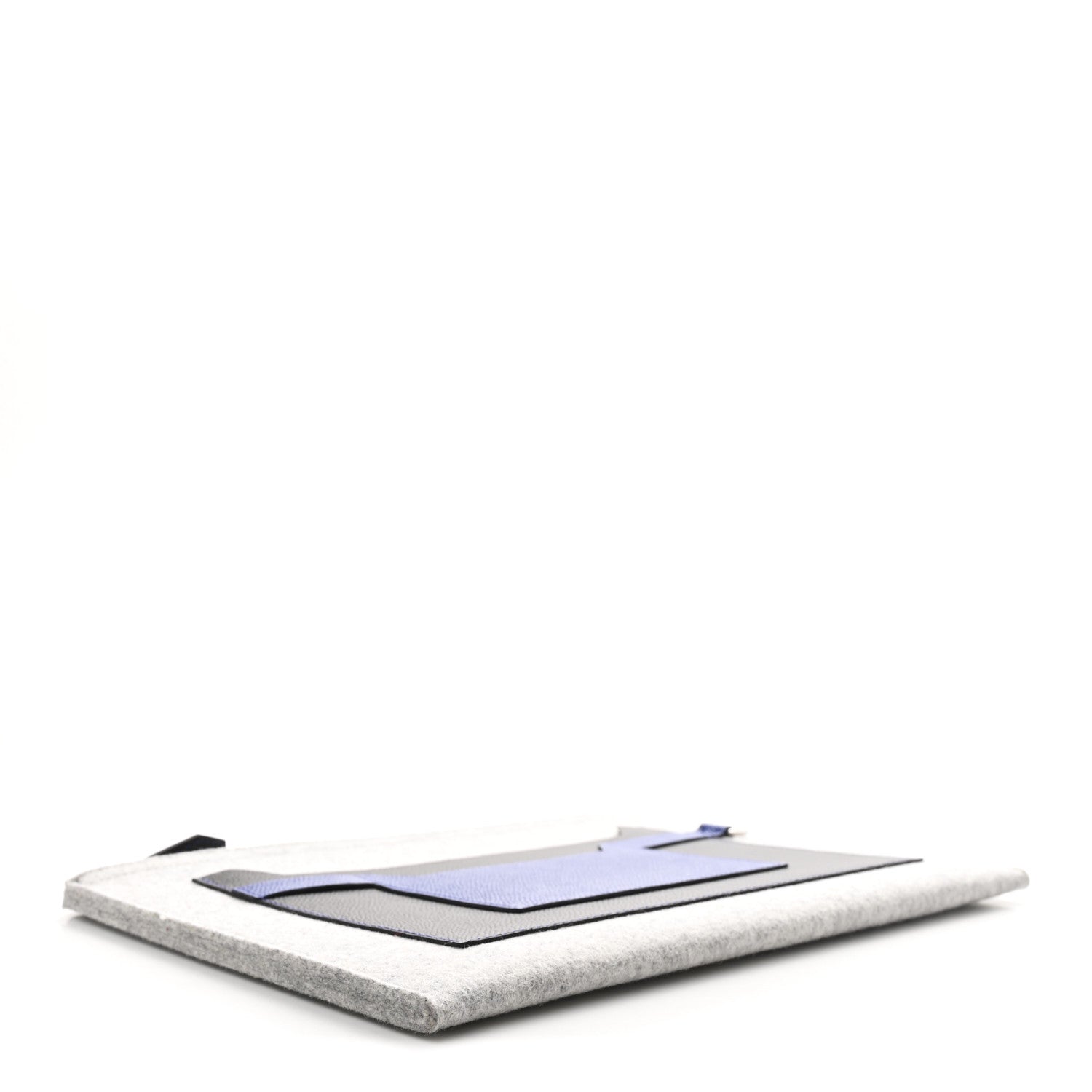 Hermes Felt Epsom Colorblock Toodoo 29 Zip Pouch Gris Clair Bleu Electrique Black 4 of 7