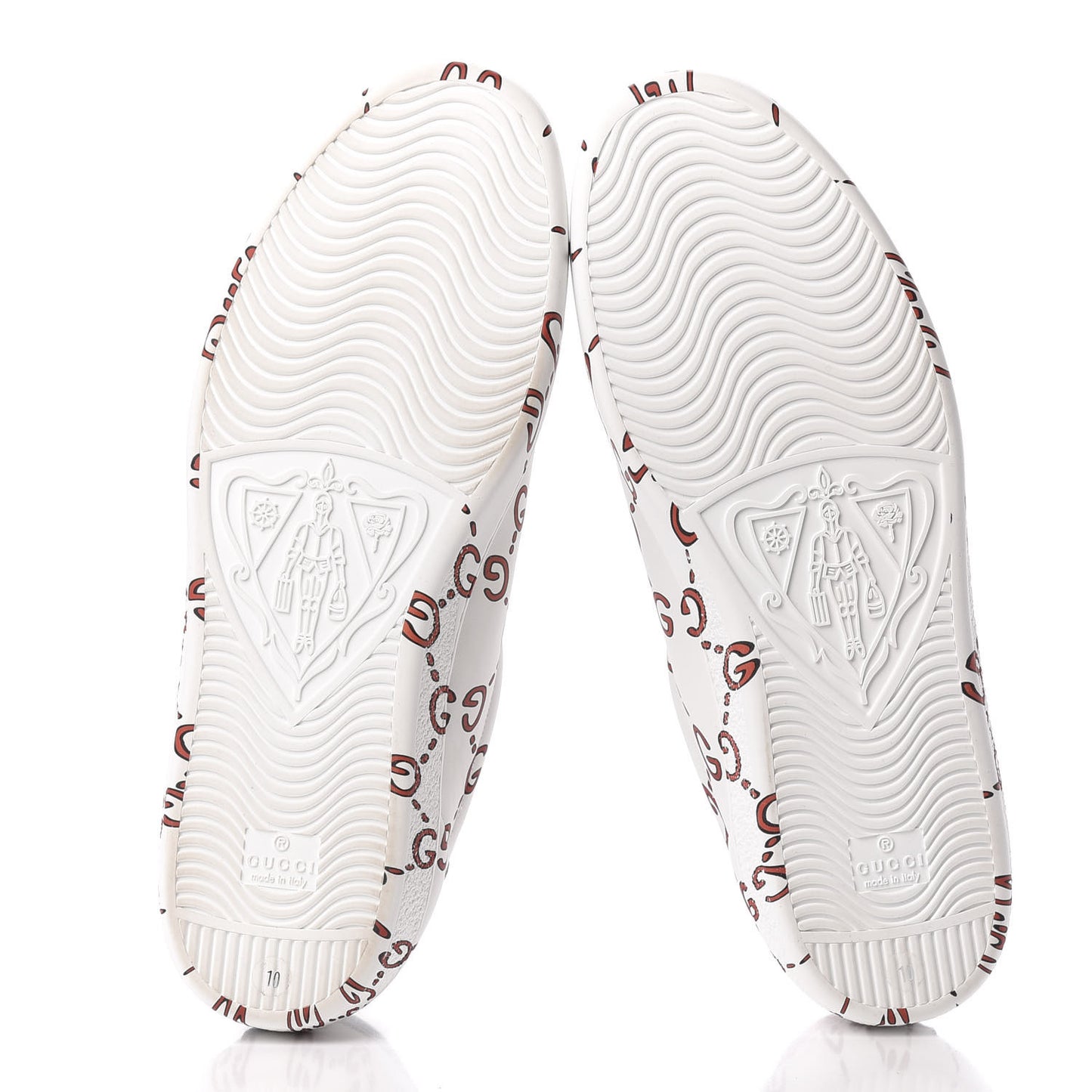 Calfskin GucciGhost Print Mens Ace Sneakers 10 White Hibiscus Red