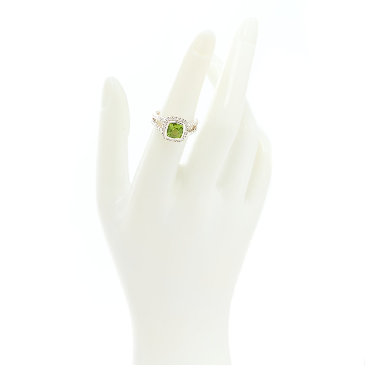 Sterling Silver Diamond Peridot 7mm Petite Albion Ring 51 5.75