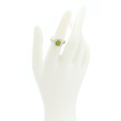 David Yurman Sterling Silver Diamond Peridot 7mm Petite Albion Ring 51 5.75 2 of 5