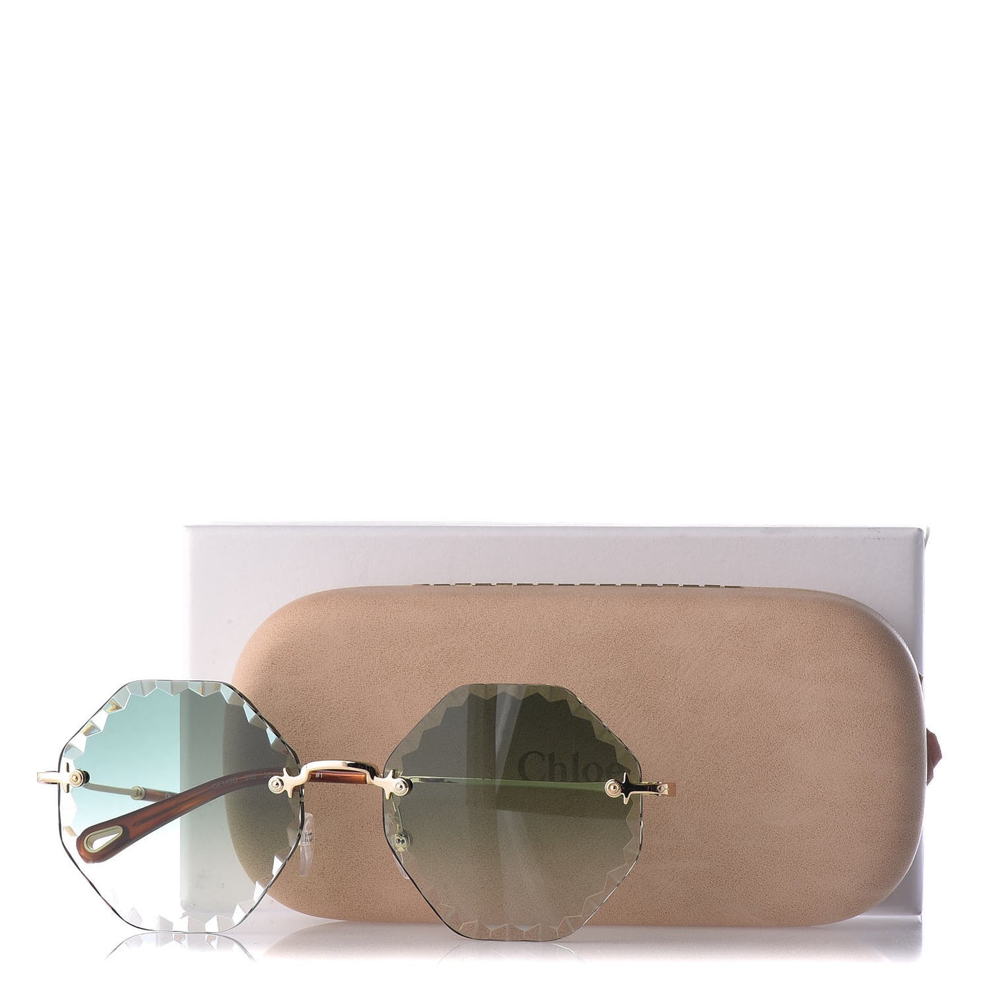 Rosie Bevelled Round Sunglasses CE142S Gold Gradient Green